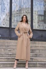 Classic Belted Long Coat Camel T-090 - Image 2