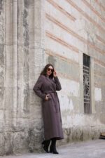 Classic Belted Long Coat Mink T-090 - Image 5