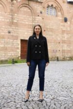 Double-Breasted Gold Button Short Coat Black 9308 - Image 2