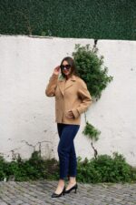 Double-Breasted Gold Button Short Coat Camel 9308 - Image 3