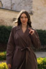 Classic Belted Long Coat Plus Size Mink T-089