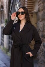 Classic Belted Long Coat Brown T-037