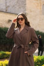 Classic Belted Long Coat Plus Size Mink T-089 - Image 2