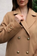 Double-Breasted Gold Button Short Coat Camel 9308 - Image 5