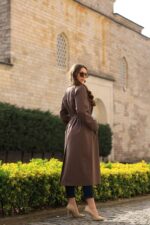 Classic Belted Long Coat Plus Size Mink T-089 - Image 3