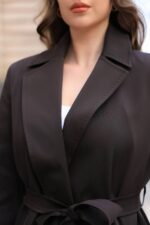Classic Belted Long Coat Brown T-090 - Image 5