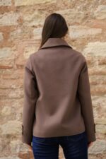 Double-Breasted Gold Button Short Coat Mink 9308 - Image 6