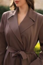 Classic Belted Long Coat Plus Size Mink T-089 - Image 6