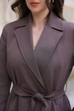 Classic Belted Long Coat Mink T-090 - Image 6