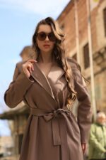 Belted Long Coat Milk Coffee T-089