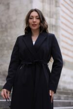 Classic Belted Long Coat Black T-090