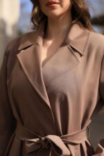 Belted Long Coat Milk Coffee T-089 - Image 6