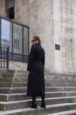 Classic Belted Long Coat Black T-090 - Image 6